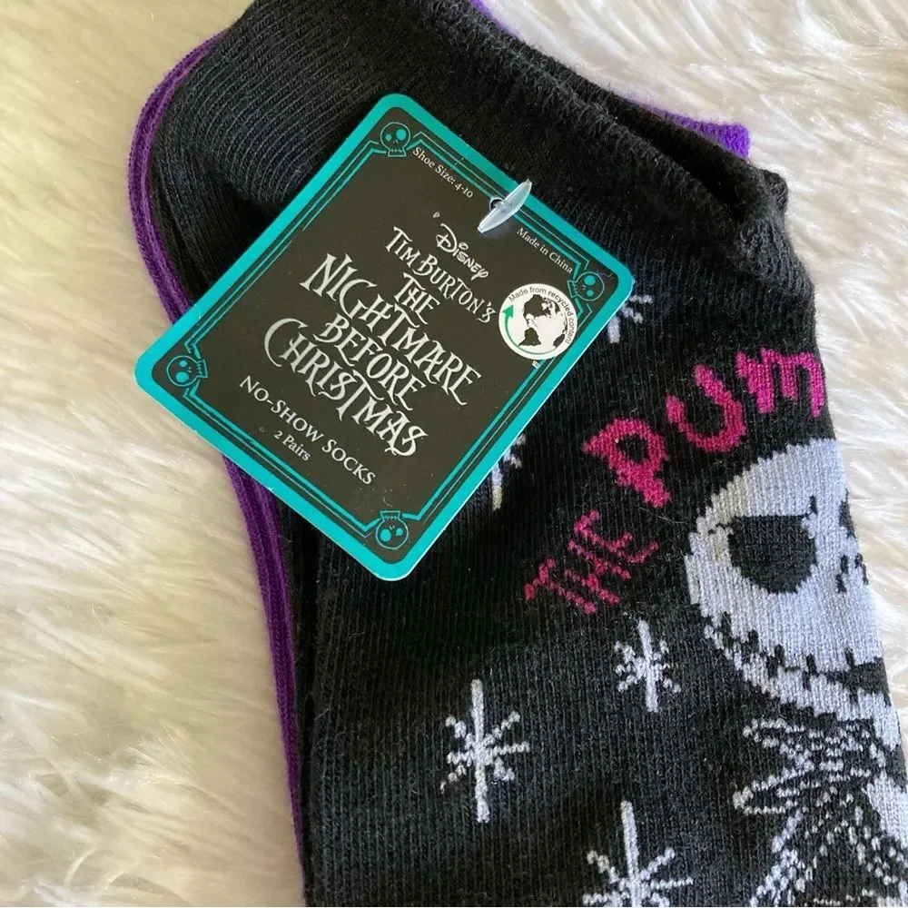 The Nightmare Before Christmas 2 Pairs No Show Socks NWT Jack & Sally